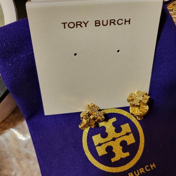 Tory Burch Crystal Logo Stud Earrings Brand New with Dust bag - Picture 8 of 8